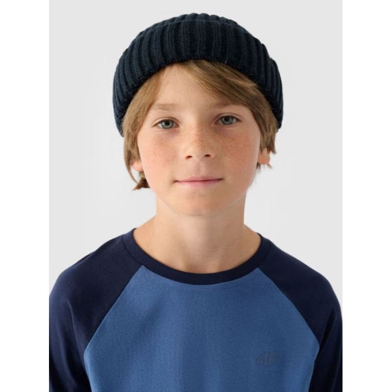 Chlapčenské tričko s dlhým rukávom 4F JUNIOR LONGSLEEVE-JWAW24TLONM293-32S-DENIM 2