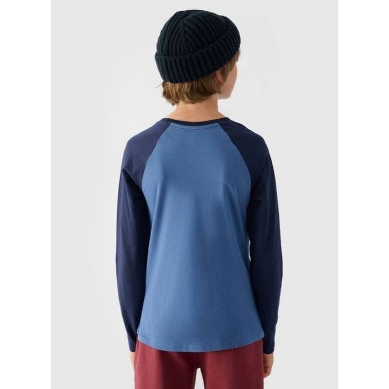 Chlapčenské tričko s dlhým rukávom 4F JUNIOR LONGSLEEVE-JWAW24TLONM293-32S-DENIM 3