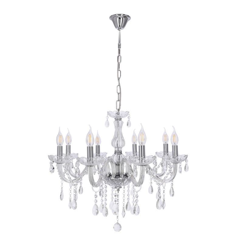 Závesná lampa Cristallo chróm 8x40W E14 priehľadná 1