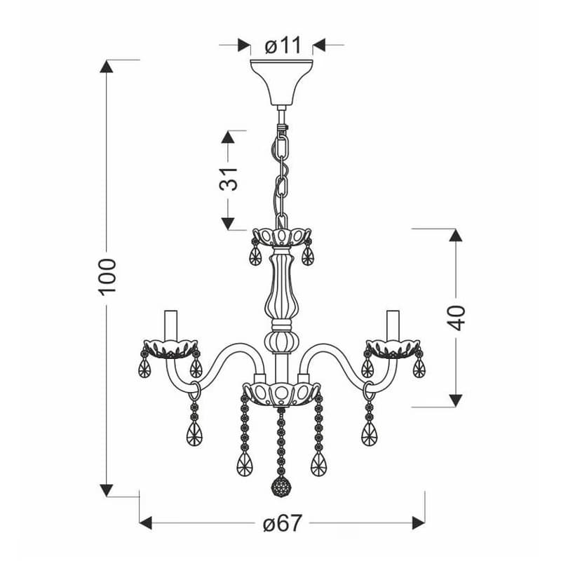 Závesná lampa Cristallo chróm 8x40W E14 priehľadná 2
