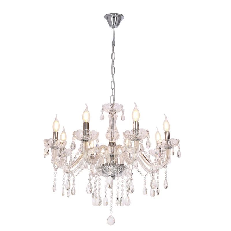 Závesná lampa Cristallo chróm 8x40W E14 priehľadná 4