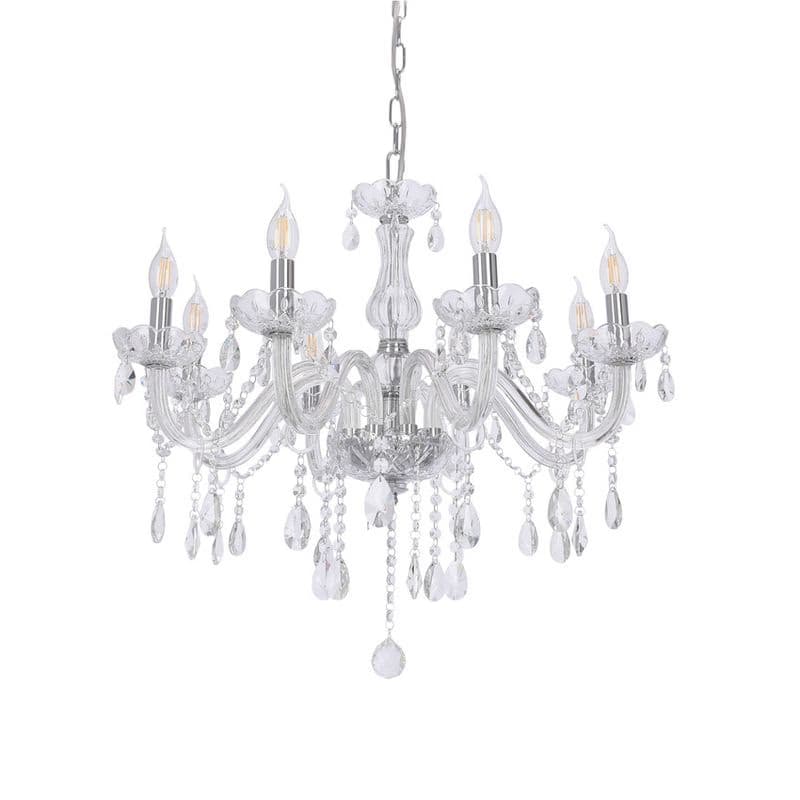 Závesná lampa Cristallo chróm 8x40W E14 priehľadná 5