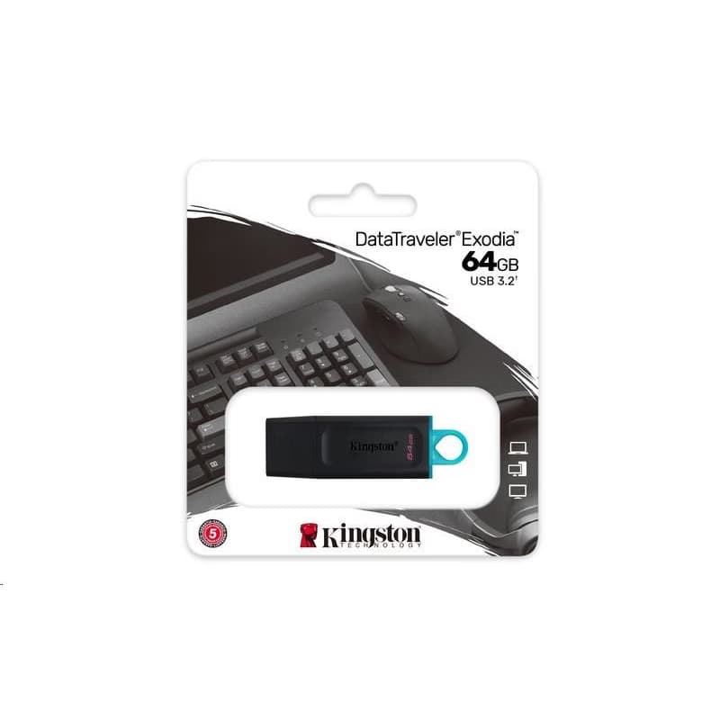 Kingston 64GB USB3.2 Gen 1 DataTraveler Exodia (Black + Teal) 6