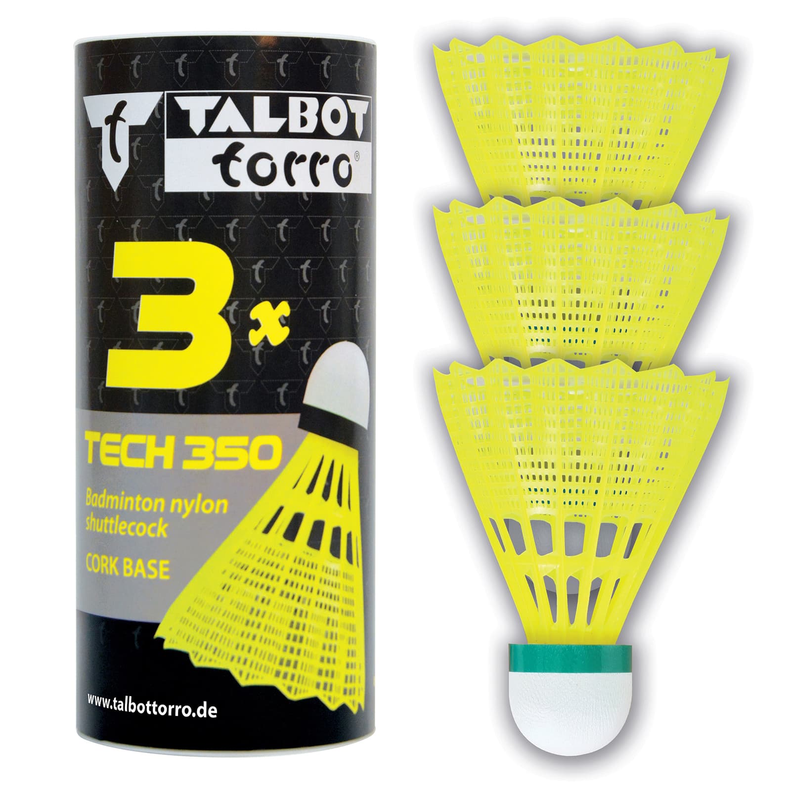 Bedmintonové loptičky TALBOT TORRO Tech 350 Slow 3 ks - žlté 1