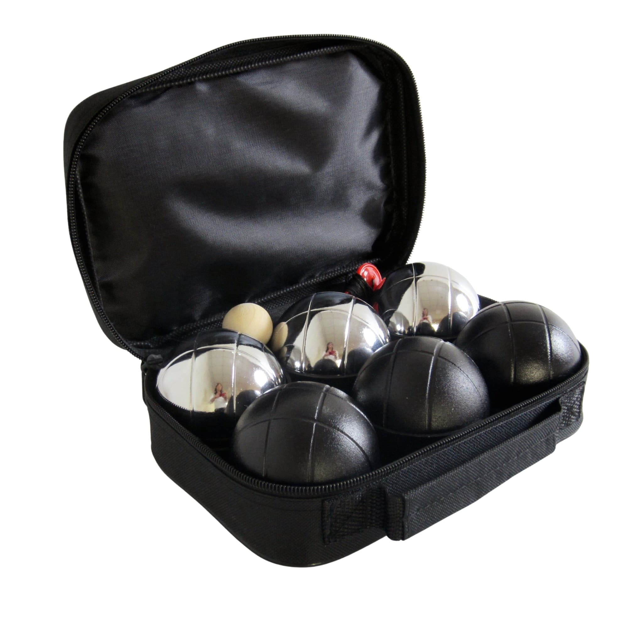 Petanque sada MASTER 6 chrómovaných a čiernych gulí obal nylon