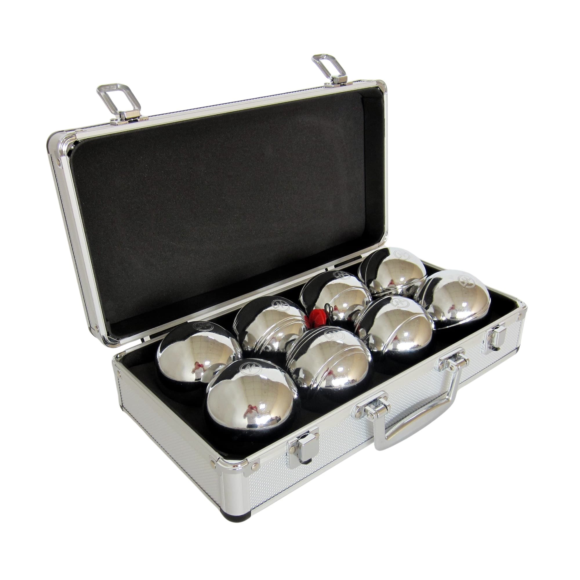 Petanque sada MASTER 8 chrómovaných gulí F.I.P.J.P. v hliníkovom kufri