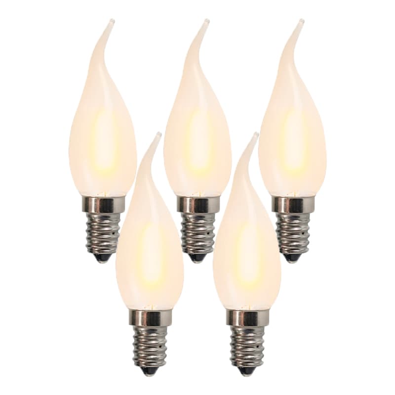 Sada 5 E14 LED matných sviečkových žiaroviek BXS35 1W 100 lúmenov 2200K 1