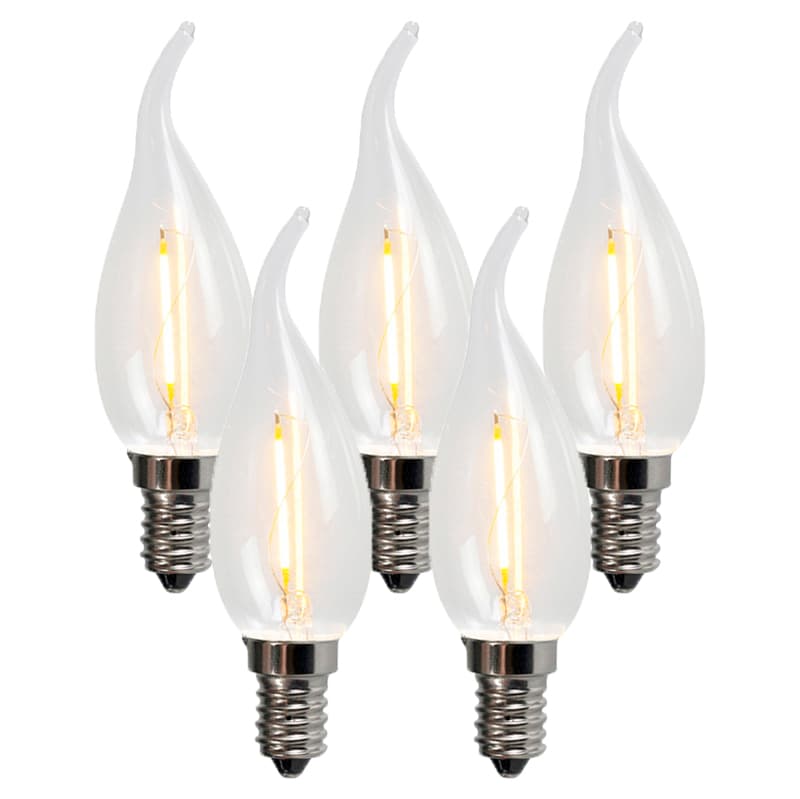 Sada 5 E14 LED vláknových sviečkových žiaroviek BXS35 1W 100LM 2200K