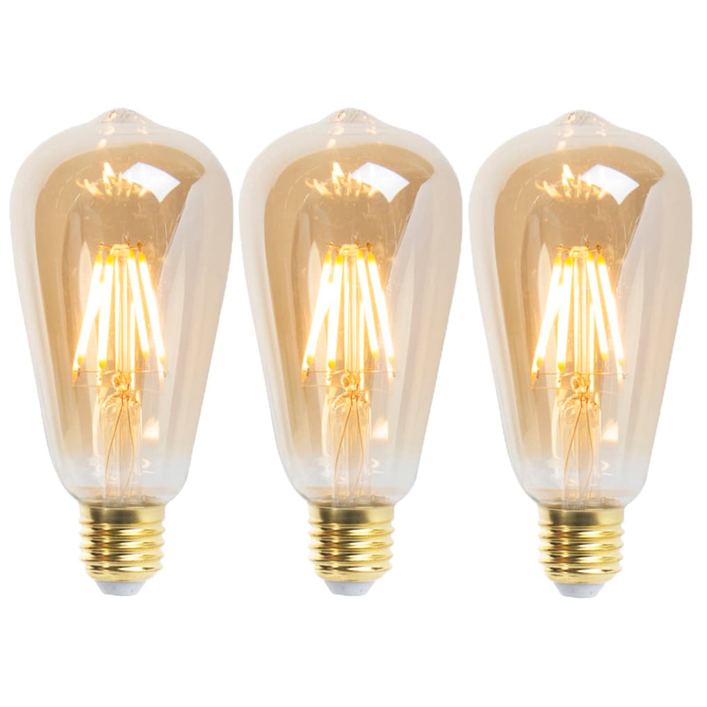 Sada 3 stmievateľných LED žiaroviek E27 ST64 Goldline 5W 380lm 2200K
