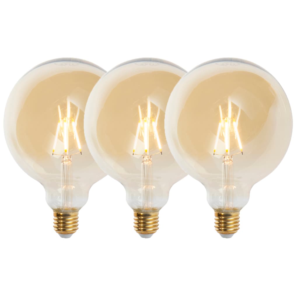 Sada 3 stmievateľných LED žiaroviek E27 G125 zlatá 5W 450lm 2200K 1