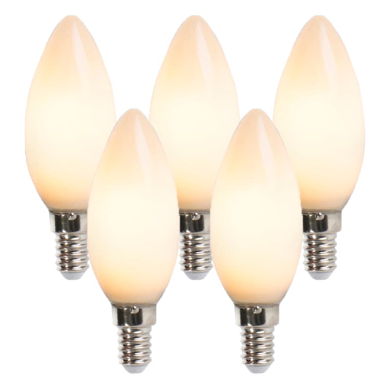 Sada 5 LED sviečkových žiaroviek E14 B35 2W 180lm 2350K 1