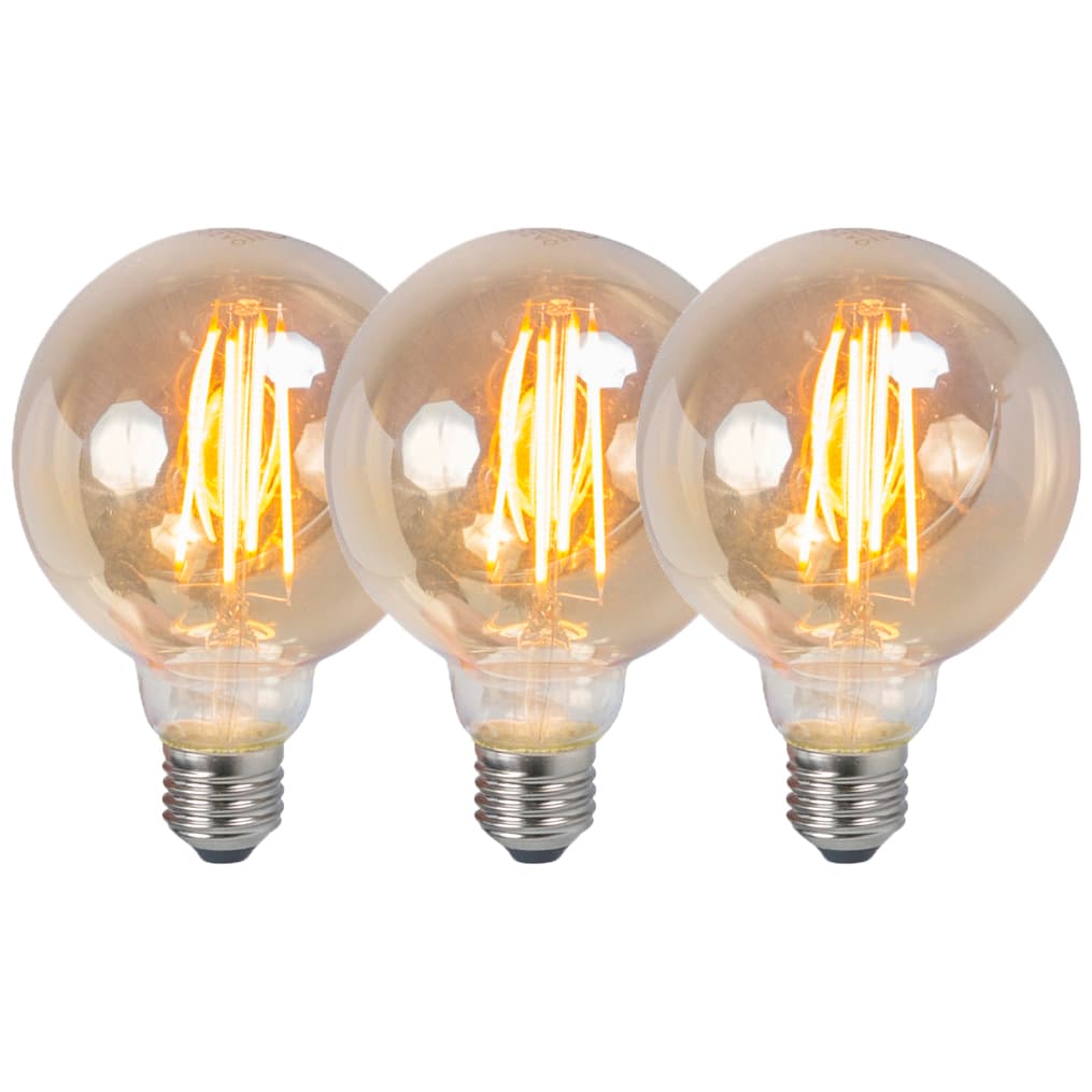 Sada 3 stmievateľných LED žiaroviek E27 G95 dymová 5W 380lm 2200K 1