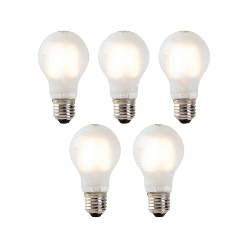 Sada 5 LED žiaroviek E27 s vláknom mliečne sklo A60 2W 180lm 2700K
