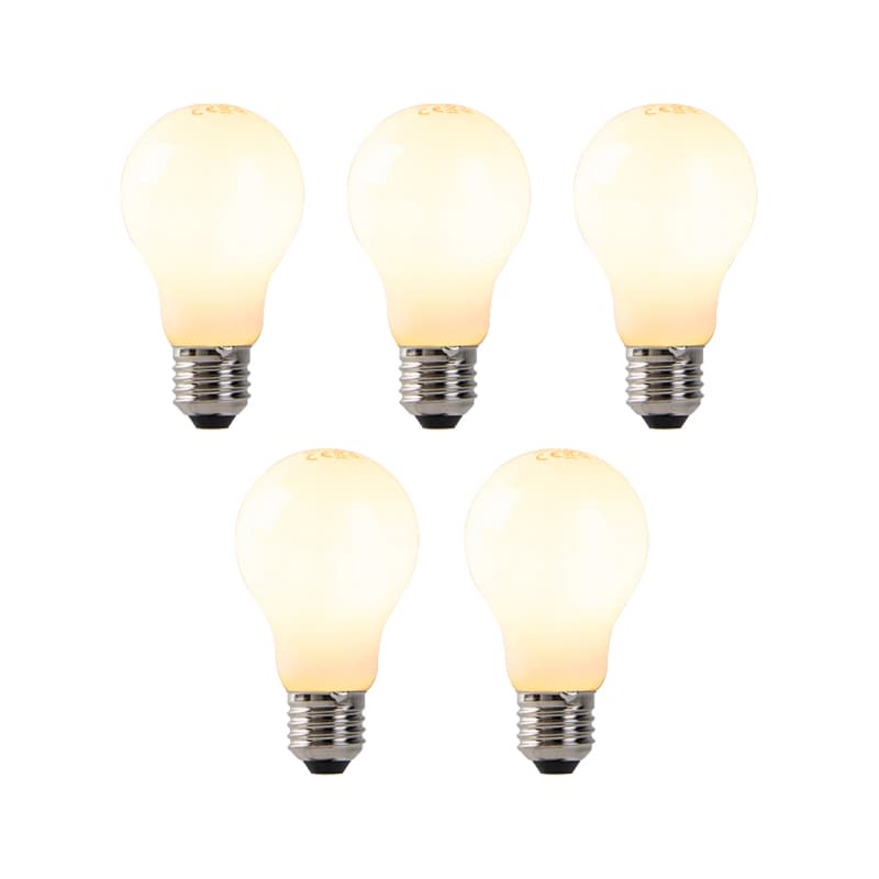 Sada 5 stmievateľných LED žiaroviek s opálovým sklom E27 7W 806 lm 2200K