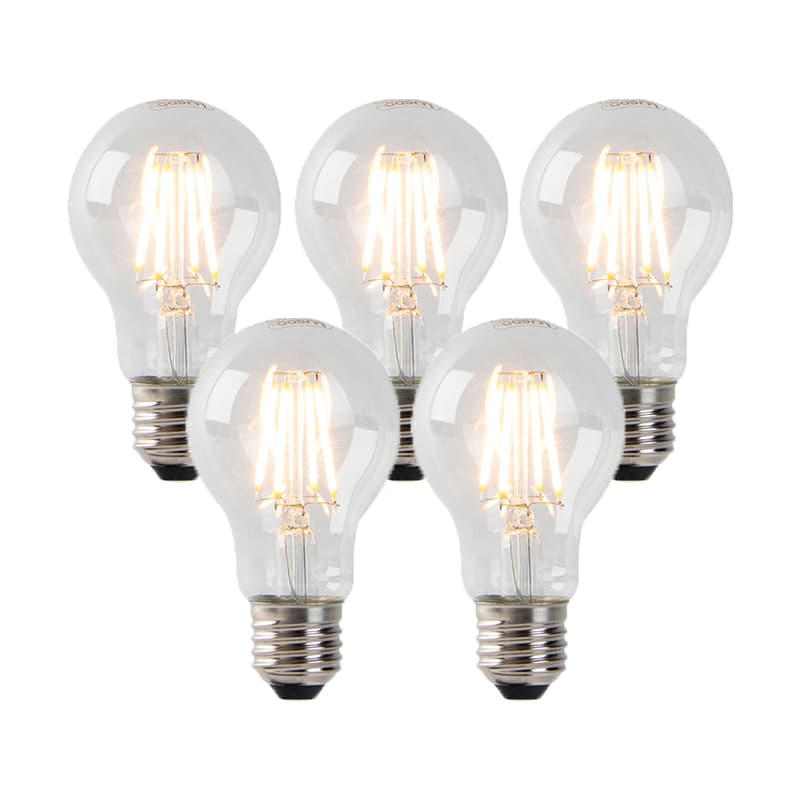 Sada 5 stmievateľných LED žiaroviek s čírym sklom E27 4W 320lm 2200K