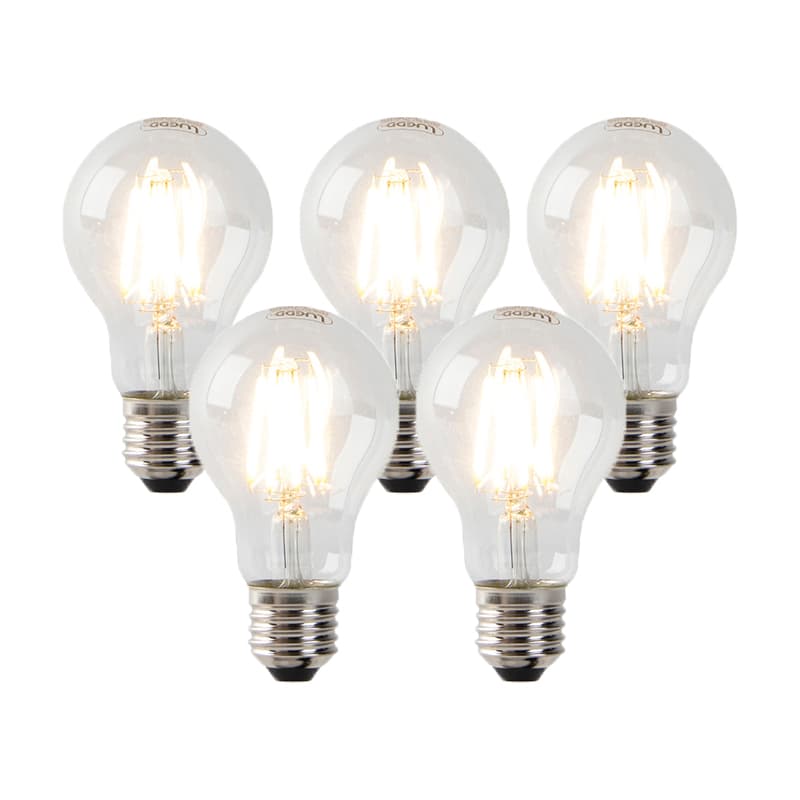Sada 5 stmievateľných LED žiaroviek E27 číre 7W 806 lm 2700K 1