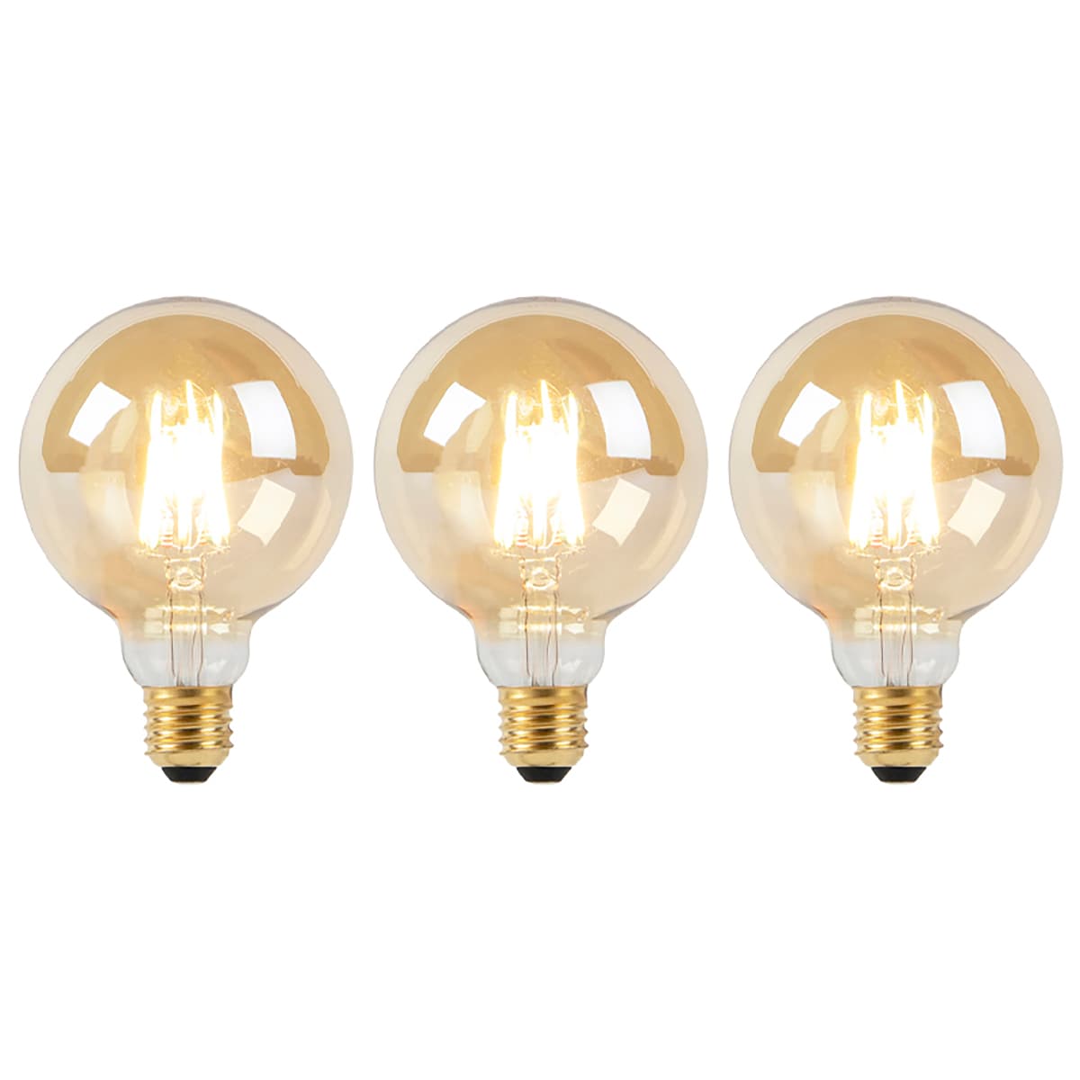 Sada 3 LED žiaroviek E27 Dim to Warm G95 zlatá 8W 806lm 2000-2700K 1