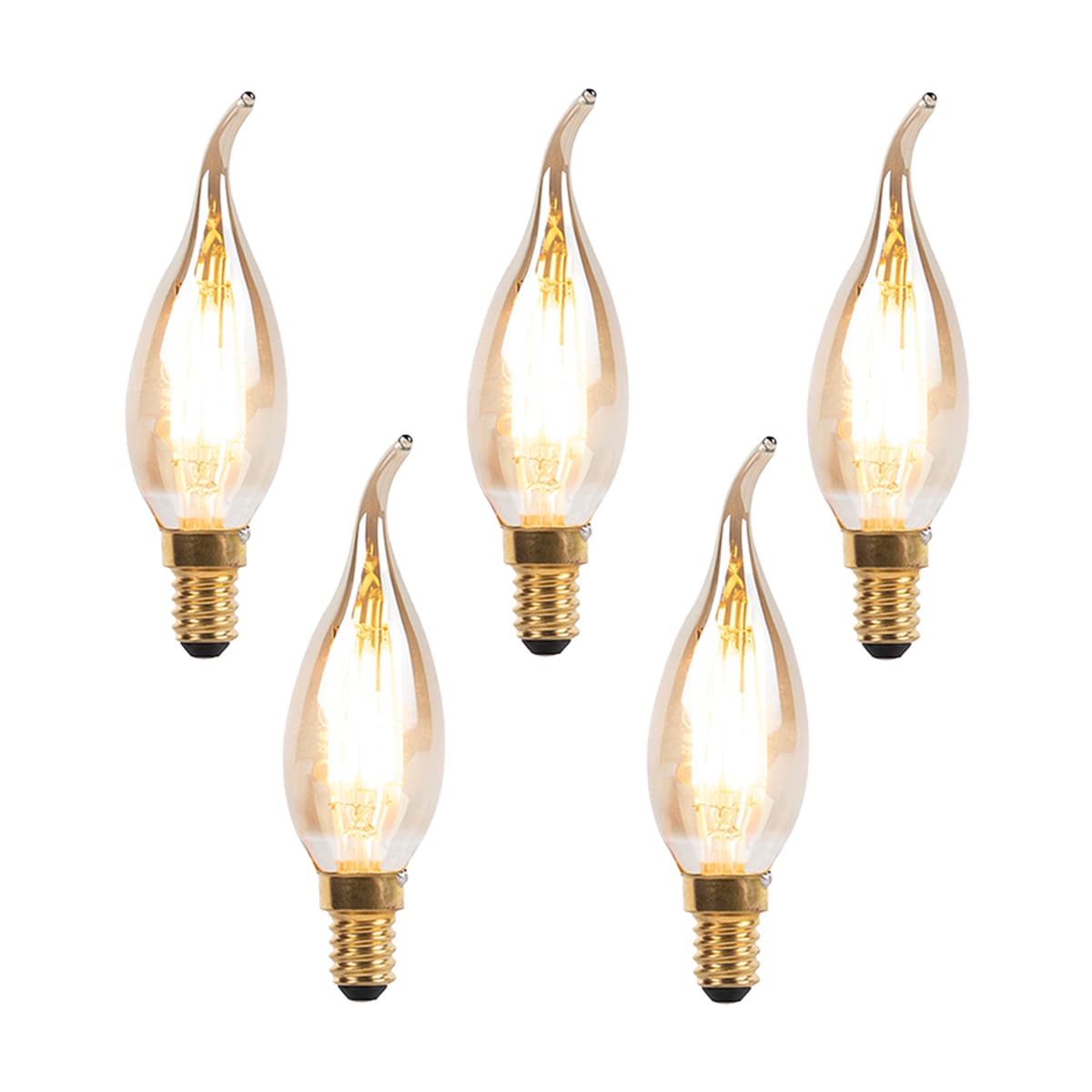 Sada 5 stmievateľných LED vláknových sviečkových žiaroviek E14 240V 3W 250lm 1