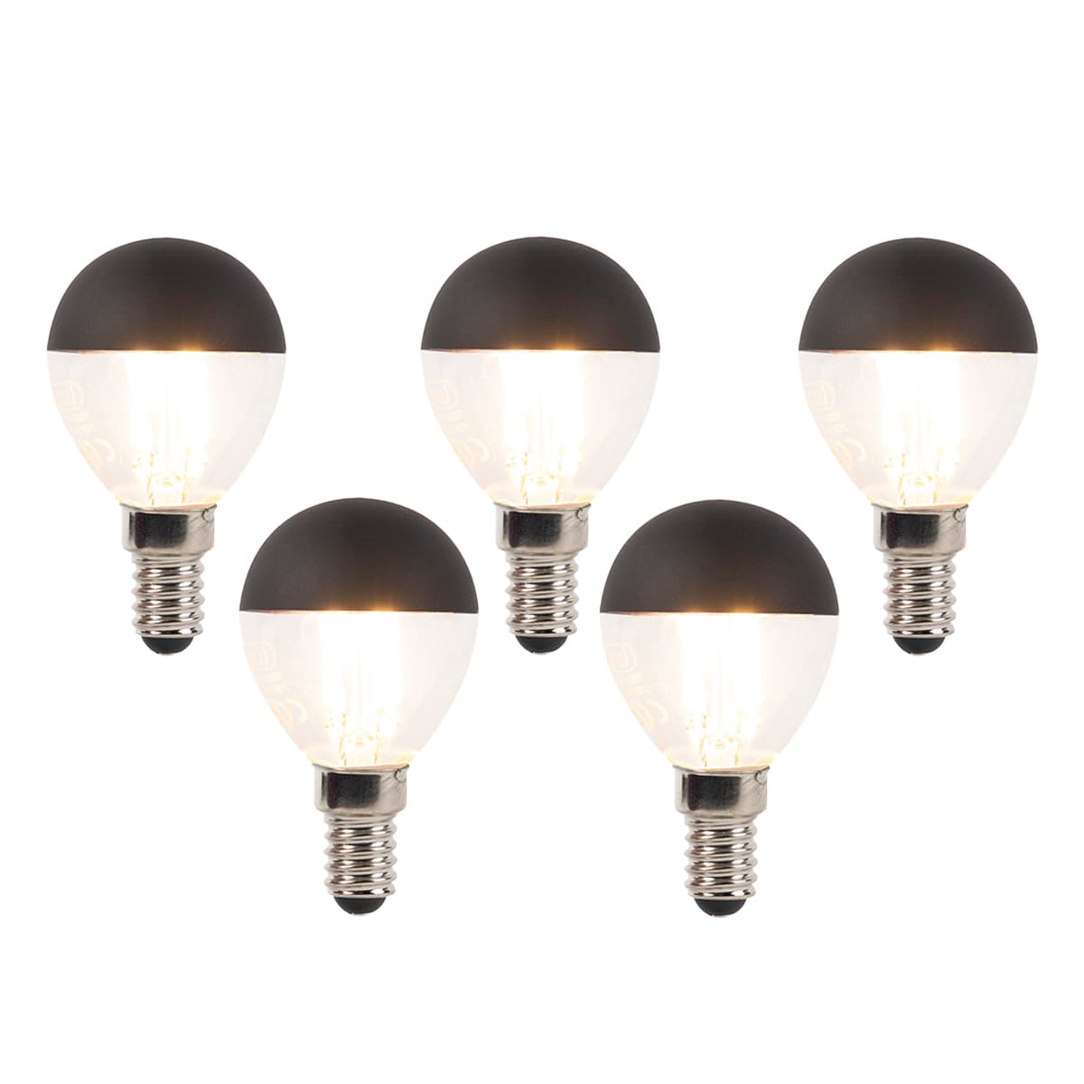 Sada 5 stmievateľných LED vláknových žiaroviek E14 P45 čierne 300lm 2700K