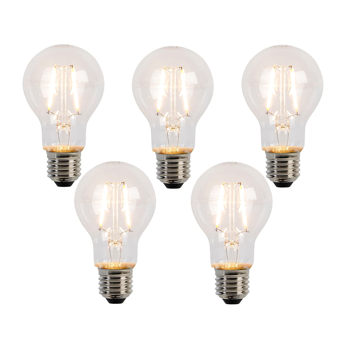 Sada 5 LED vláknových žiaroviek E27 A60 2W 210lm 2200K 1