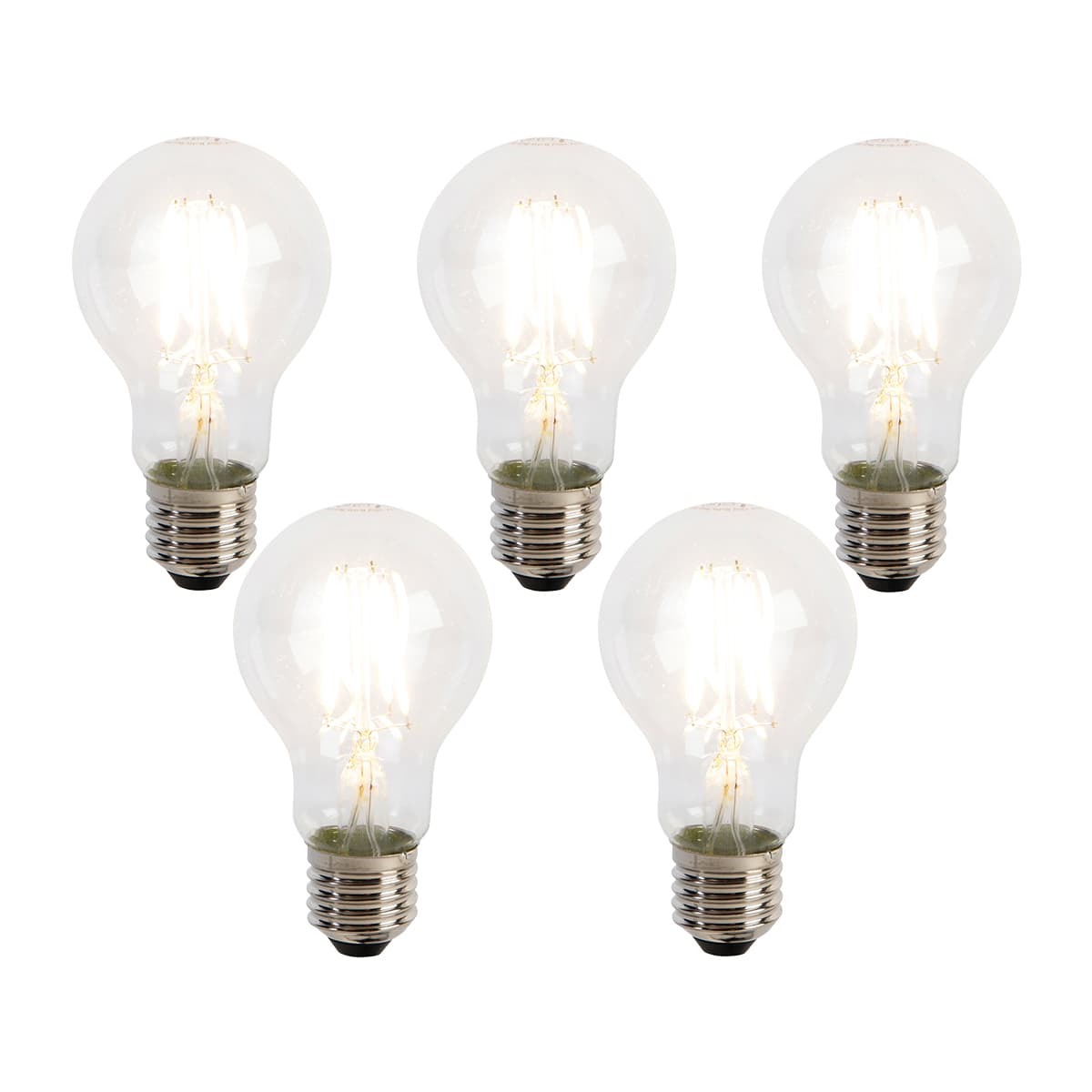 Sada 5 LED vláknových žiaroviek E27 A60 senzor súmraku 4W 470lm 2700K 1