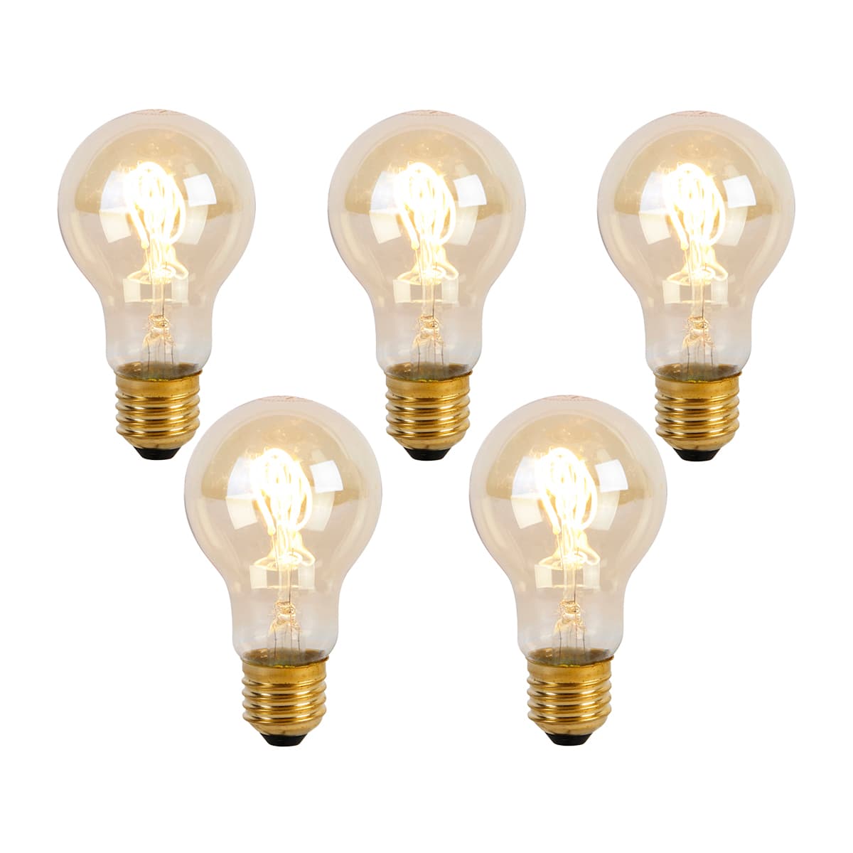 Sada 5 LED žiaroviek E27 so špirálovým vláknom A60 Goldline 2W 150lm 2200K 1