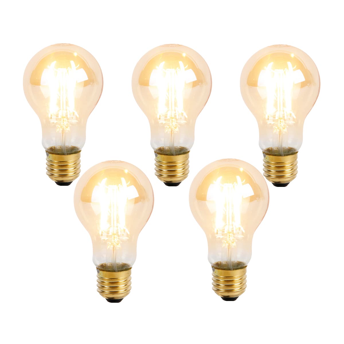 Sada 5 stmievateľných LED žiaroviek E27 s 3-stupňovým stmievaním A60 Goldline 5W 530lm 2200K 1