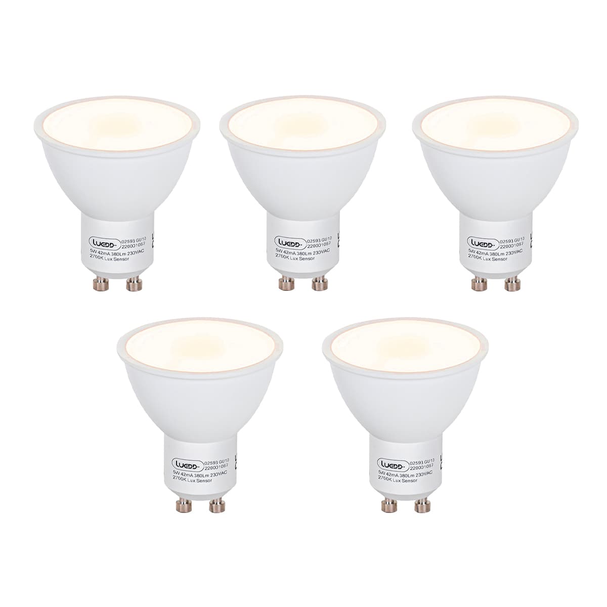 Sada 5 LED žiaroviek GU10 so senzorom súmraku 5W 380lm 2700K