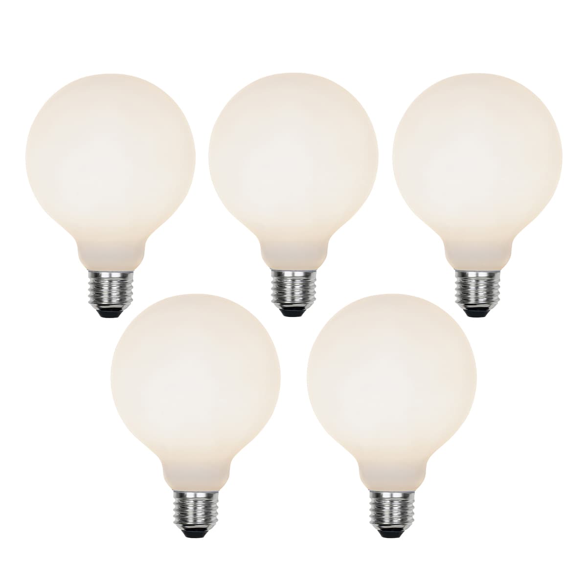 Sada 5 stmievateľných LED žiaroviek E27 s 3-stupňovým stmievaním G95 matné 5W 550lm 3000K