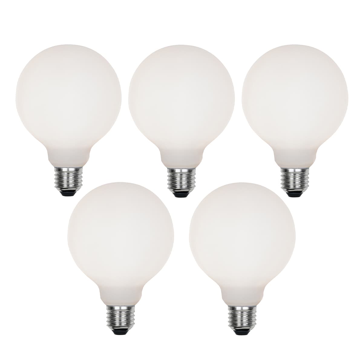 Sada 5 stmievateľných LED žiaroviek E27 G95 matné 4W 430lm 2200-4000K