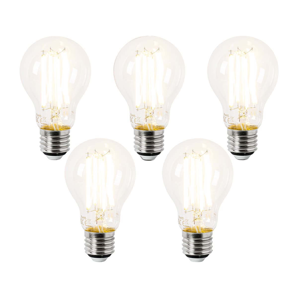 Sada 5 LED žiaroviek E27 A60 číre 3,8 W 806 lm 2700 K 1