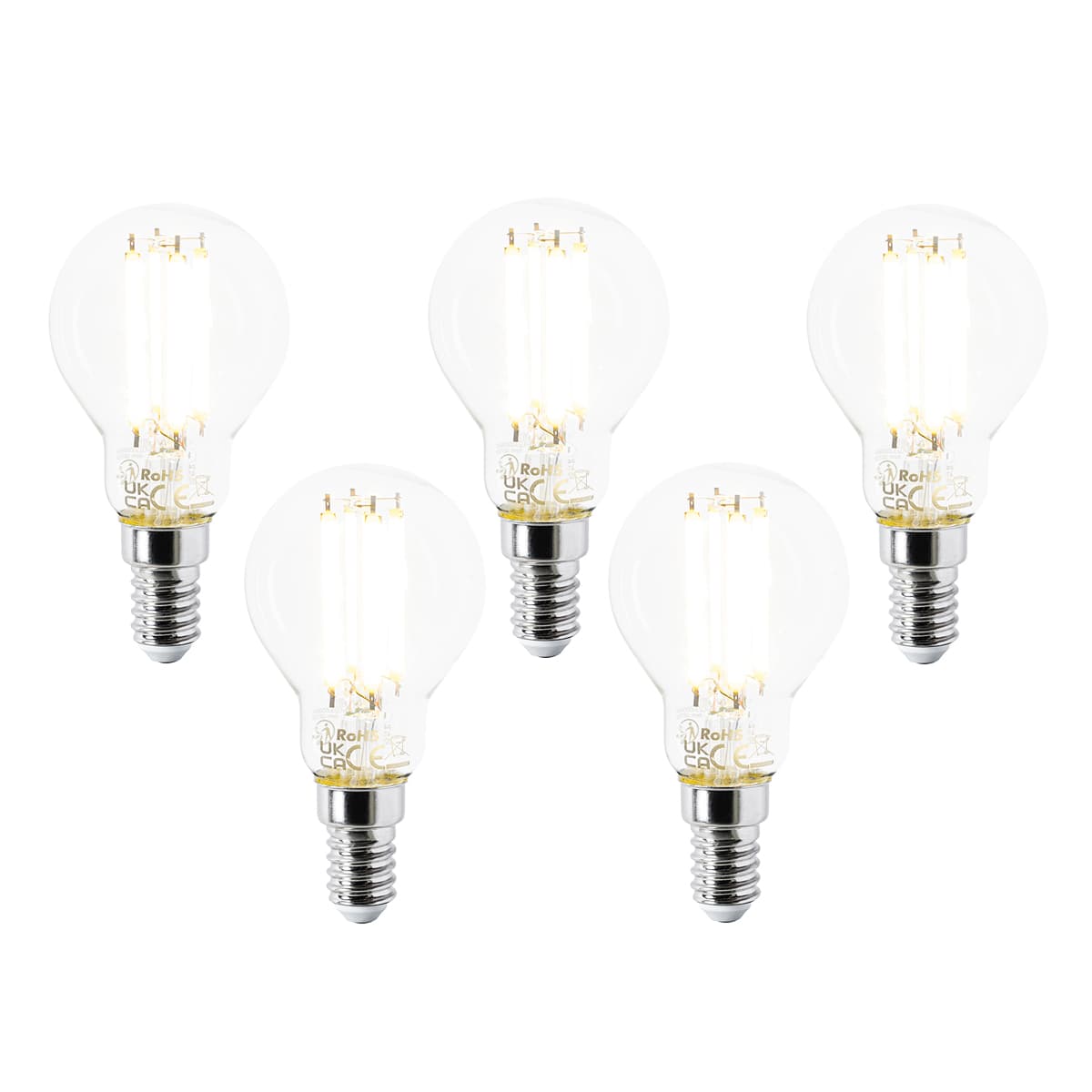 Sada 5 LED žiaroviek E14 P45 číre 2,2 W 470 lm 2700 K