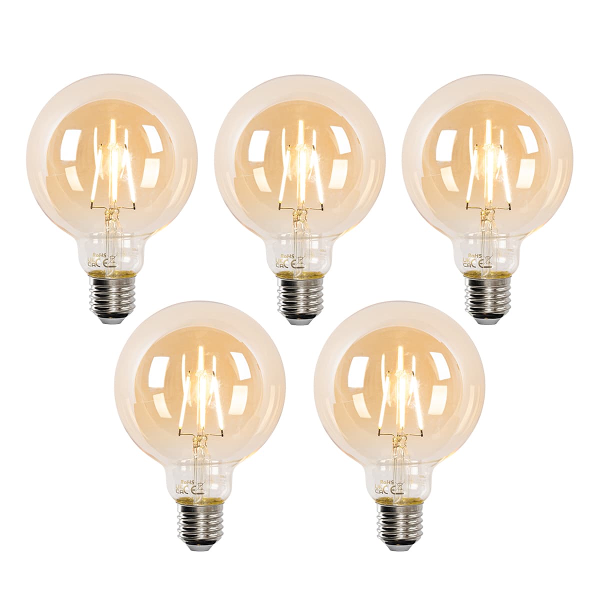 Sada 5 stmievateľných LED žiaroviek E27 G95 4,9W 320 lm 2500K