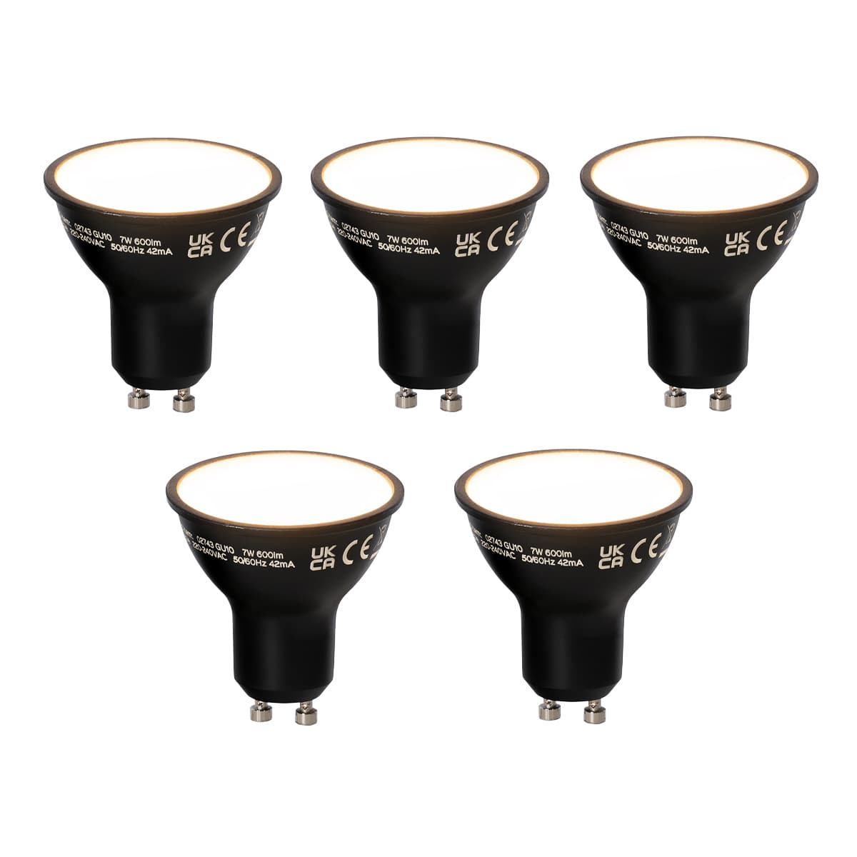 Sada 5 ks Smart GU10 stmievateľné LED svietidlo čierne 7W 600 lm 3000K 1