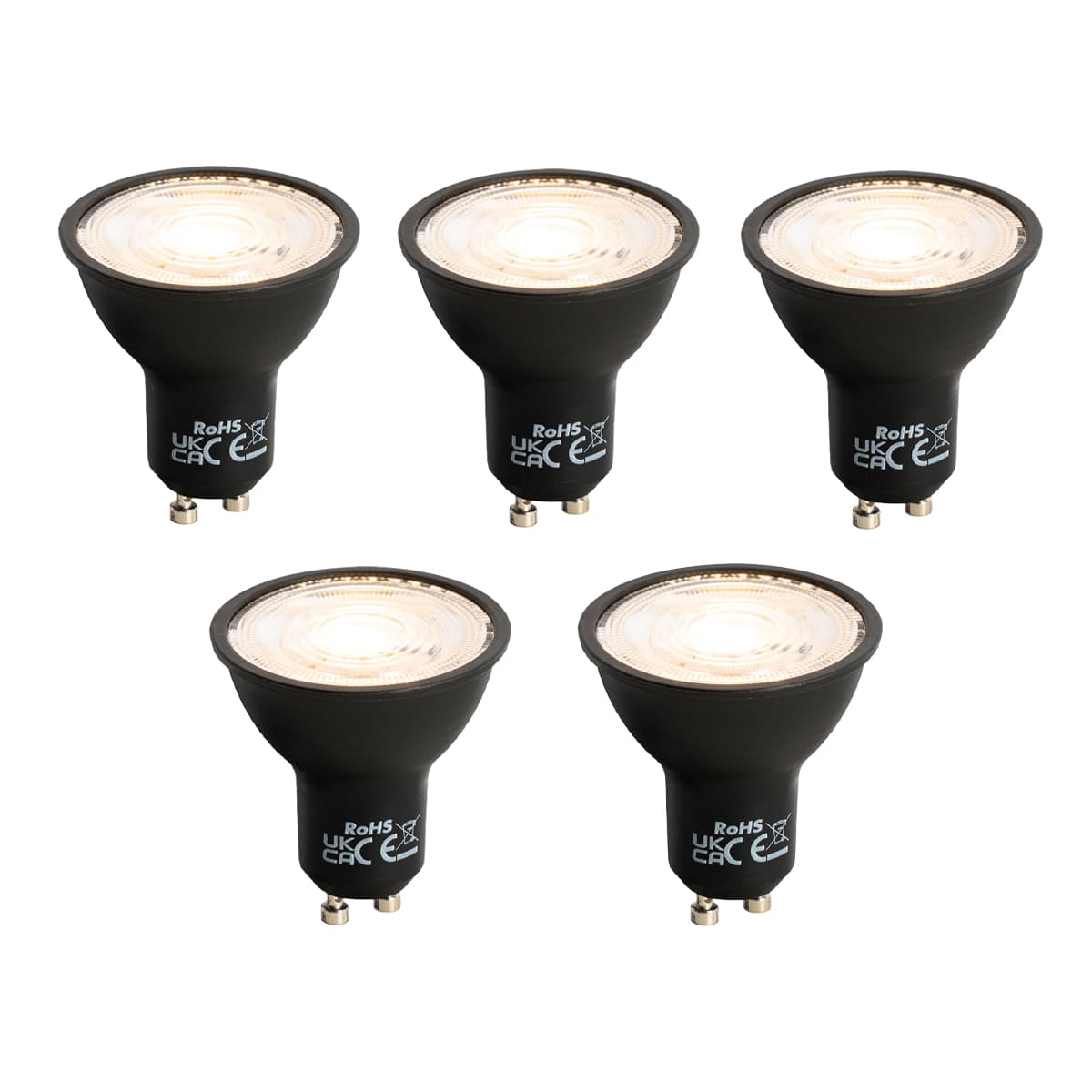 Sada 5 ks GU10 LED svietidlo čierne 7W 610 lm 3000K 1