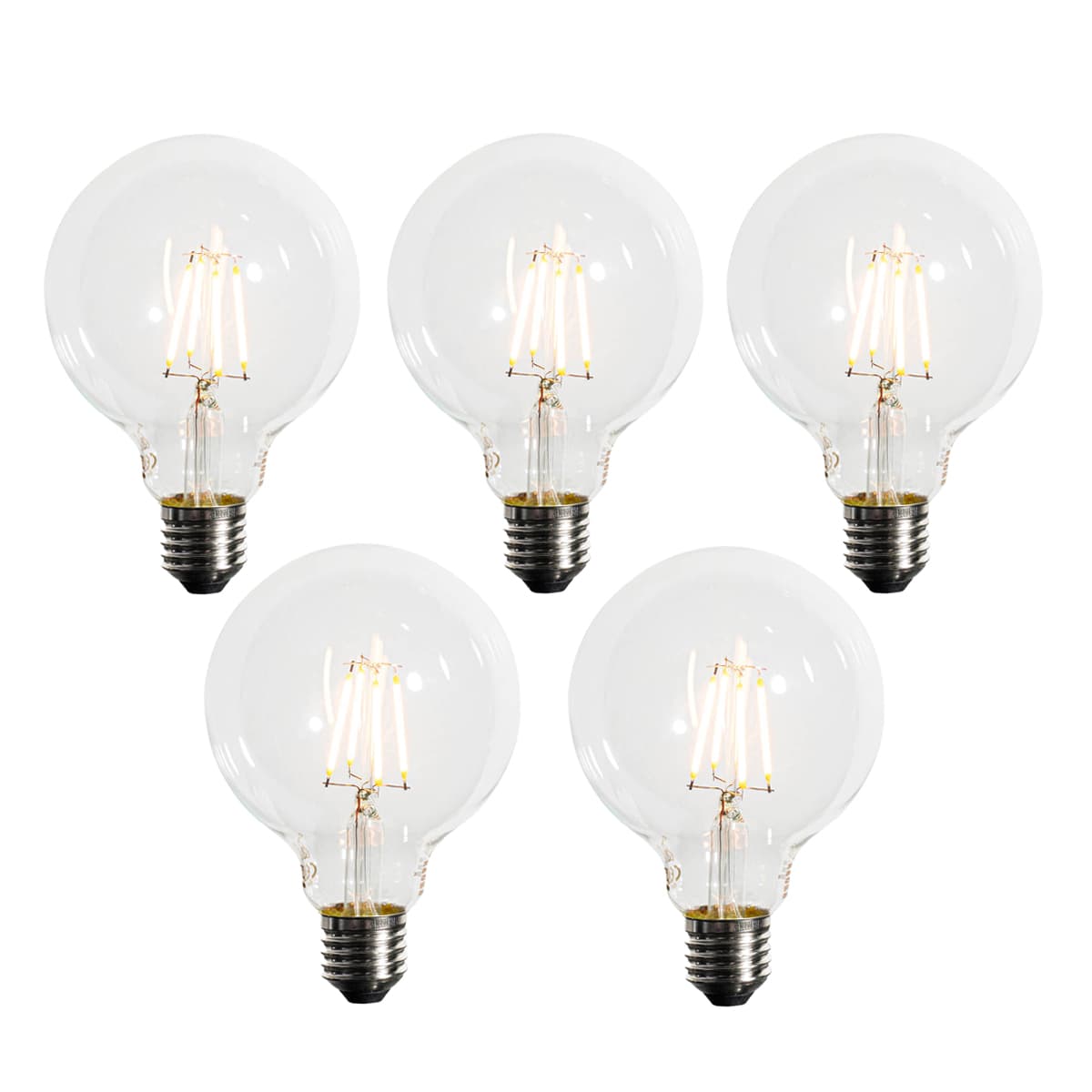 Sada 5 ks Stmievateľná LED žiarovka E27 G95 5W 450lm 2200K 1