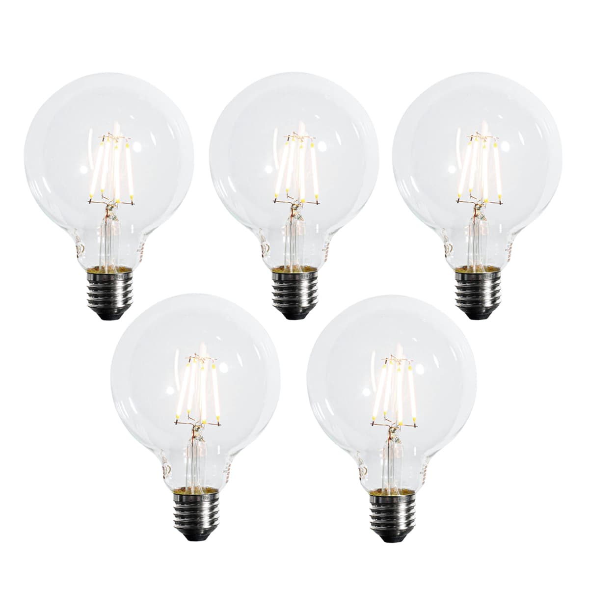 Sada 5 stmievateľných LED žiaroviek E27 s 3 stupňami G95 4W 450 lm 2700K 1