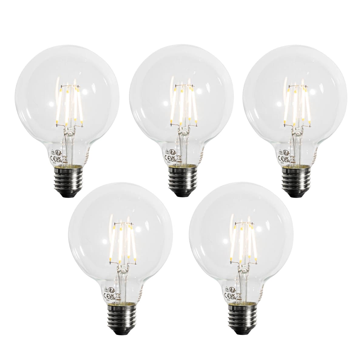 Sada 5 ks E27 3-stupňová stmievateľná LED žiarovka G95 4W 450lm 3000K