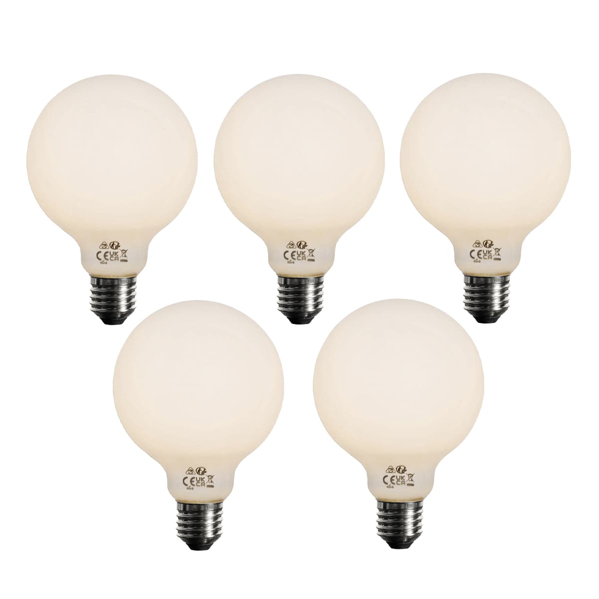 Sada 5 ks E27 3-stupňová stmievateľná LED žiarovka opálové sklo G95 4W 450lm 3000K