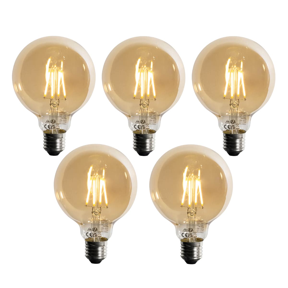 Sada 5 ks Stmievateľná LED žiarovka E27 G95 5W 450lm 2700K