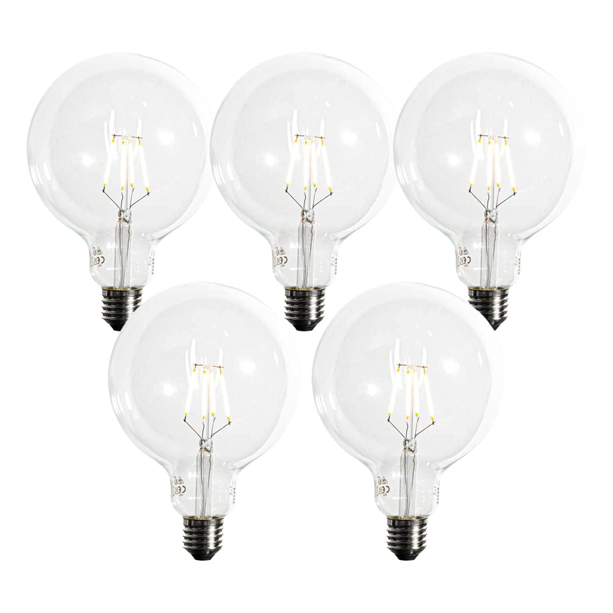 Sada 5 ks Stmievateľná LED žiarovka E27 so špirálovým vláknom G125 5W 450lm 2200K 1