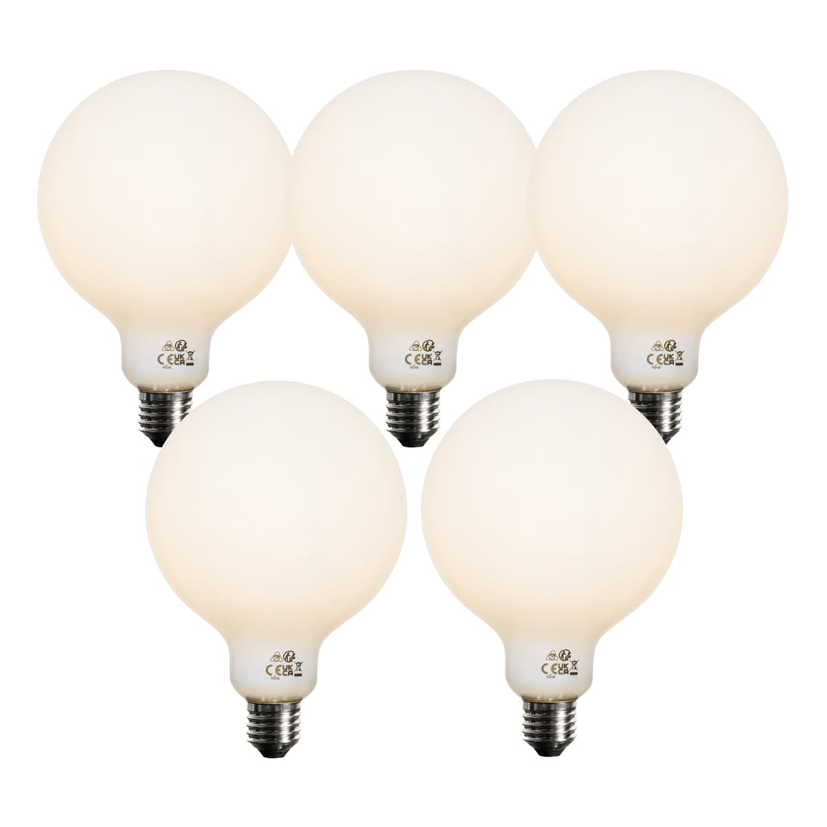 Sada 5 stmievateľných LED žiaroviek E27 Opal G125 5W 450 lm 3000K 1