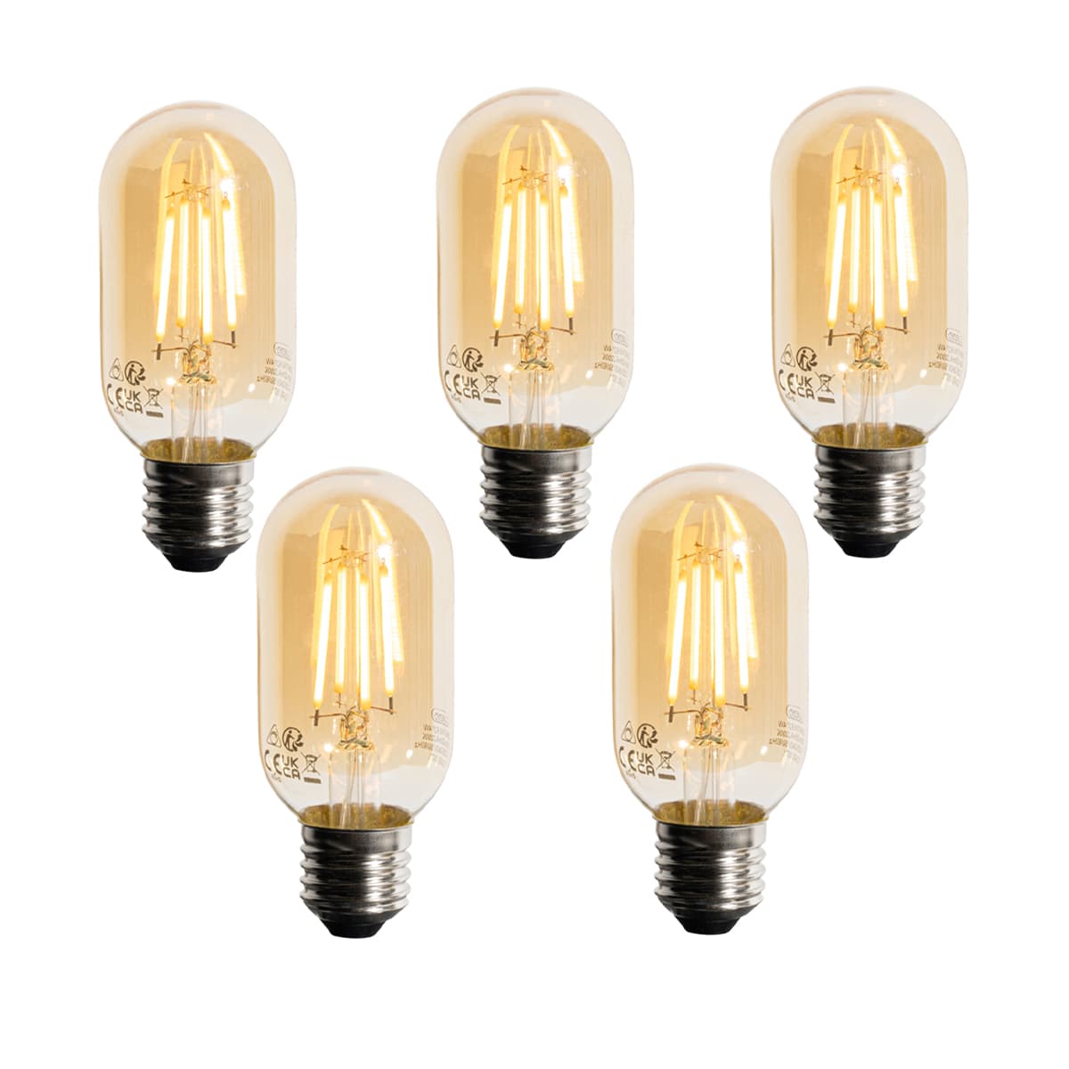 Sada 5 ks E27 Stmievateľná LED zlatá T45 4W 300 lm 2200K