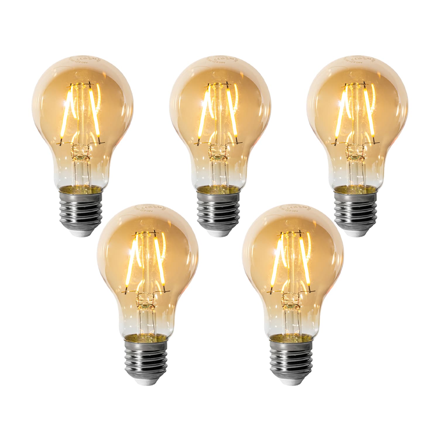 Sada 5 stmievateľných LED žiaroviek E27 A60 zlatá 3W 310 lm 2200K 1