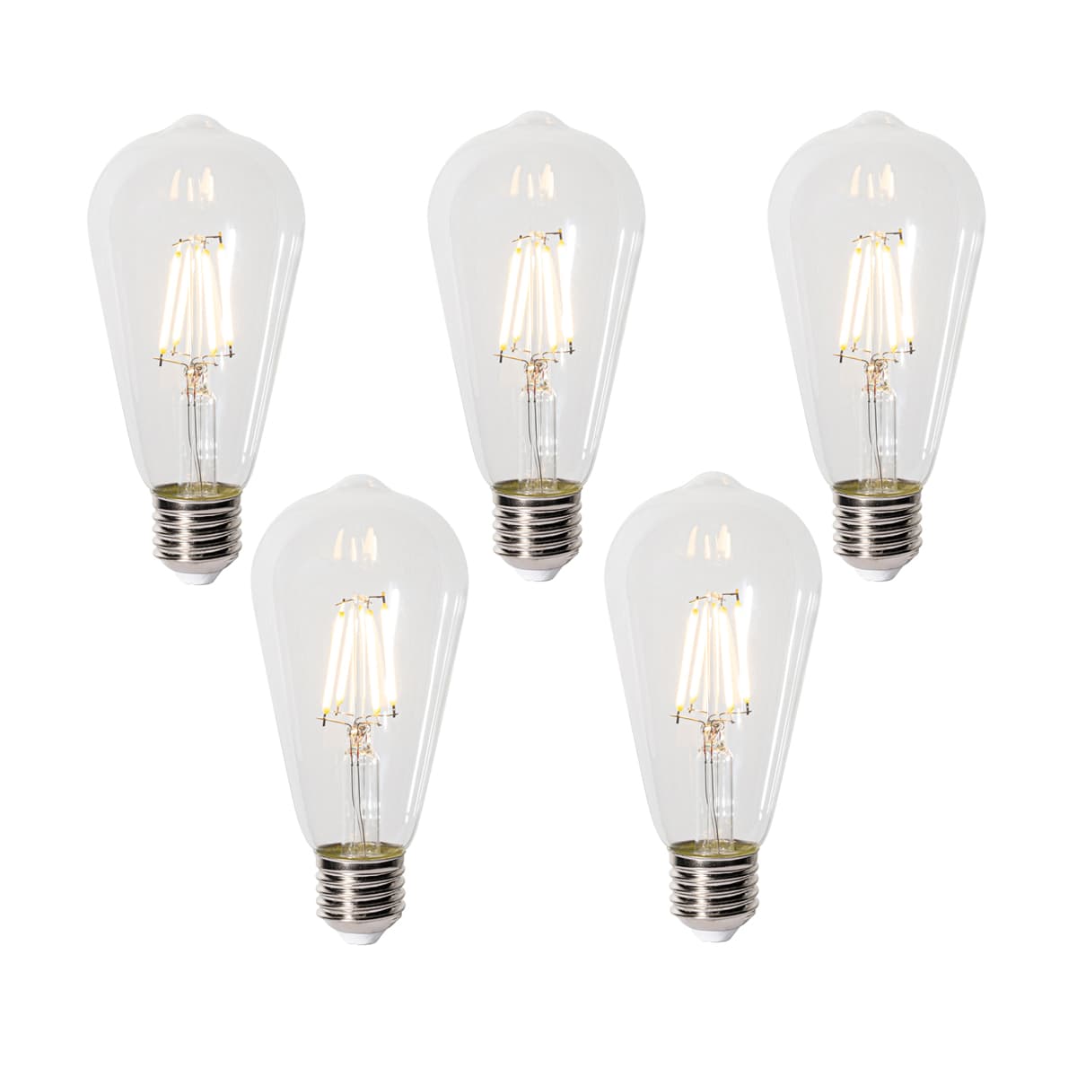 Sada 5 stmievateľných LED žiaroviek E27 ST64 číra 5W 600 lm 2700K