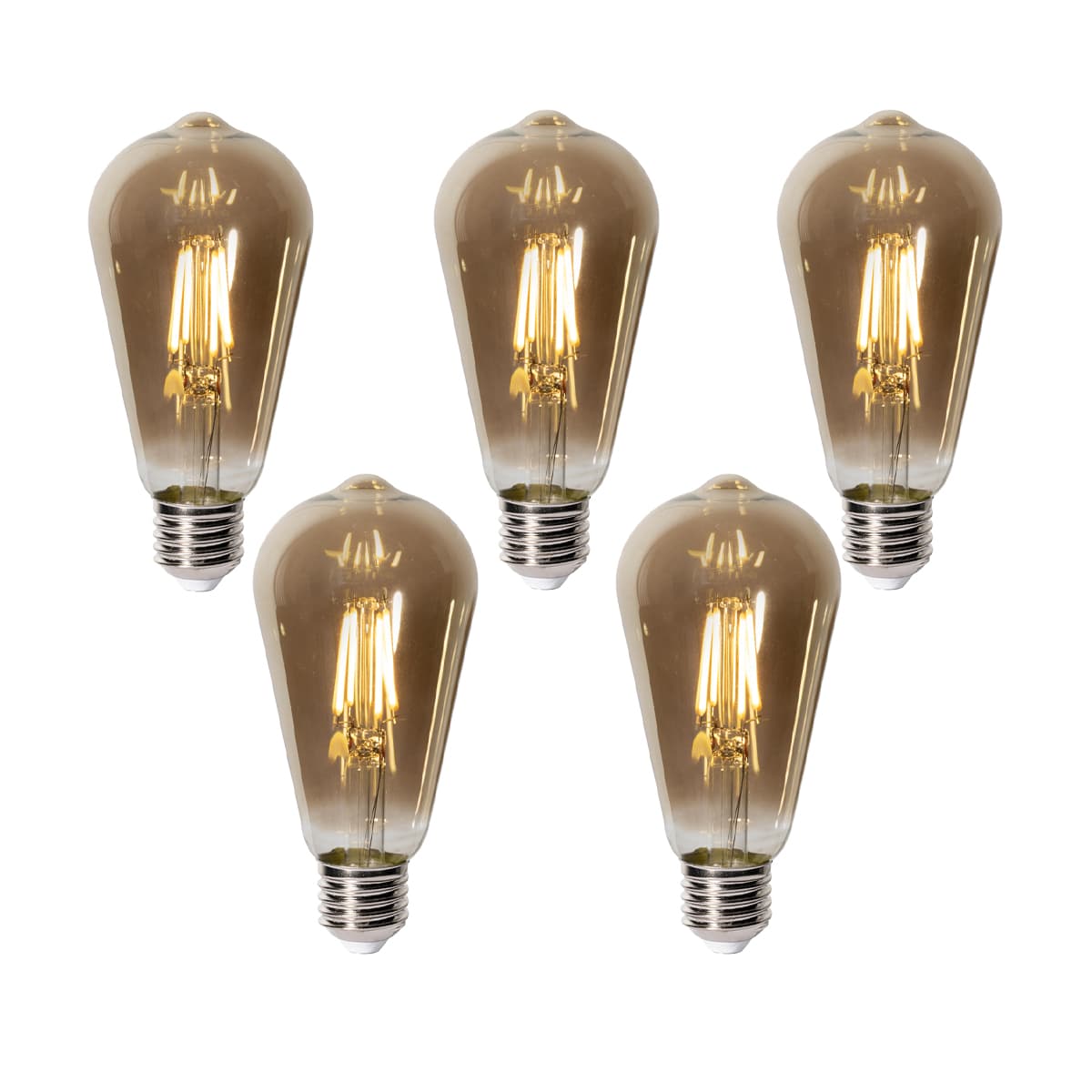 Sada 5 stmievateľných LED žiaroviek E27 ST64 dymové sklo 5W 450 lm 2700K 1