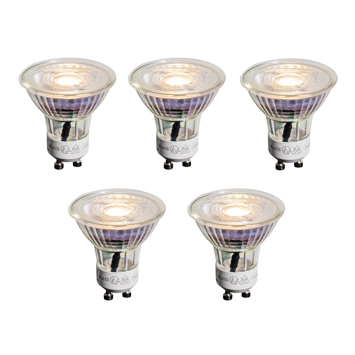 Sada 5 GU10 50mm LED žiaroviek číra 3,5W 330 lm 3000K