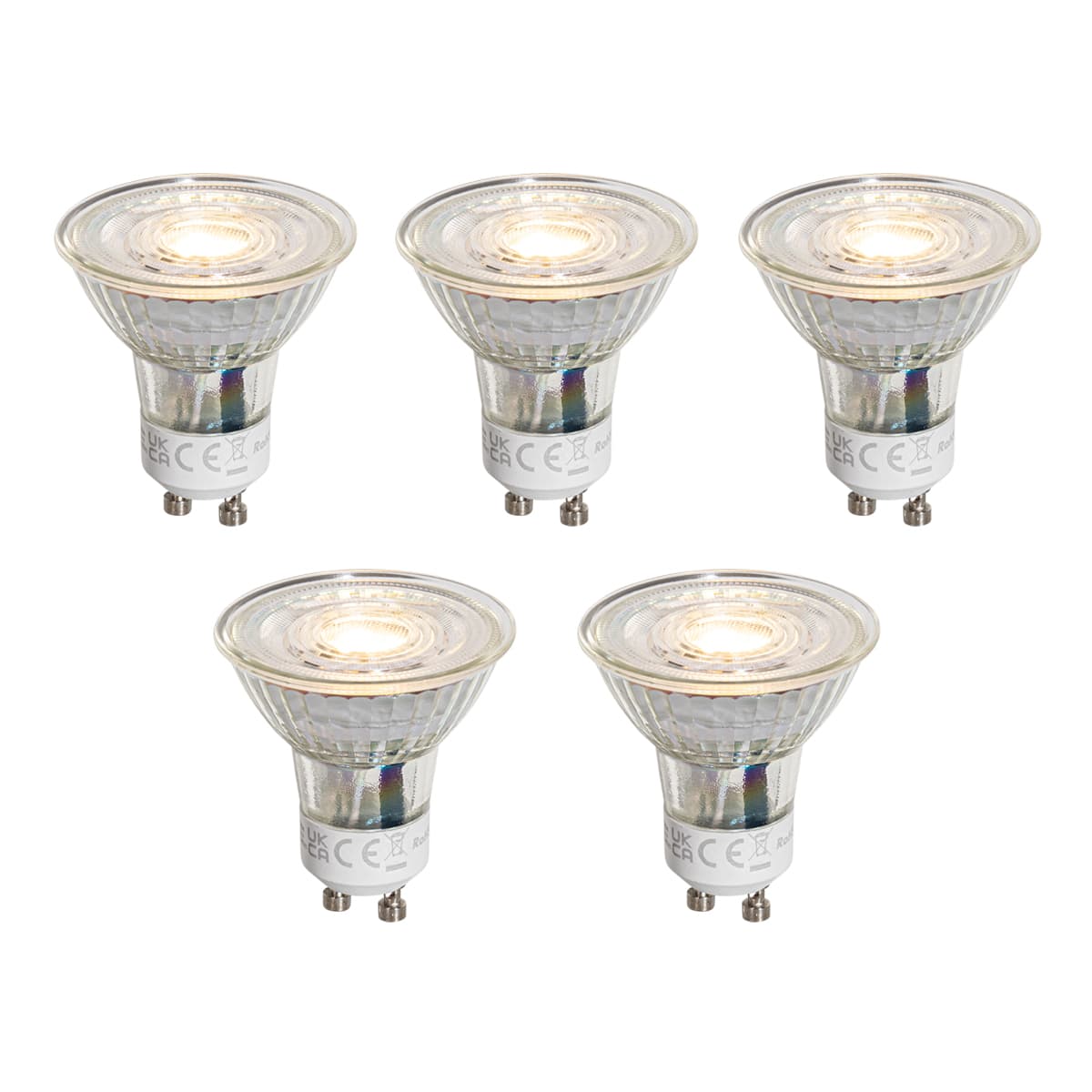 Sada 5 stmievateľných LED žiaroviek GU10 50 mm číra 4,9 W 500 lm 2700 K