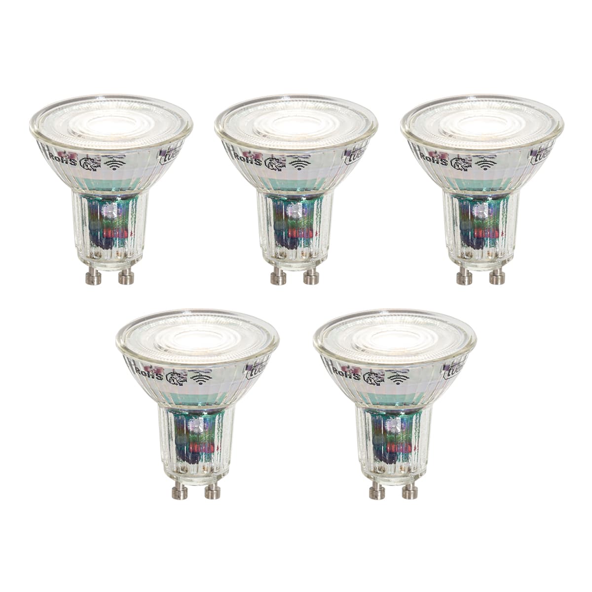 Sada 5 inteligentných LED žiaroviek GU10 50 mm číra 4,8 W 400 lm 1800 – 6500 K