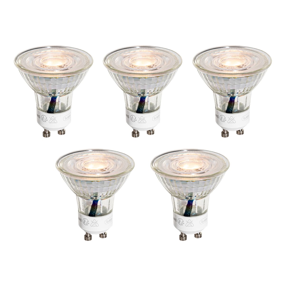 Sada 5 GU10 50mm LED žiaroviek číra 3W 200 lm 2200K 1